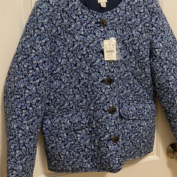 J.Crew Blue Quilted Jacket Size 8 - Picture 5 of 13